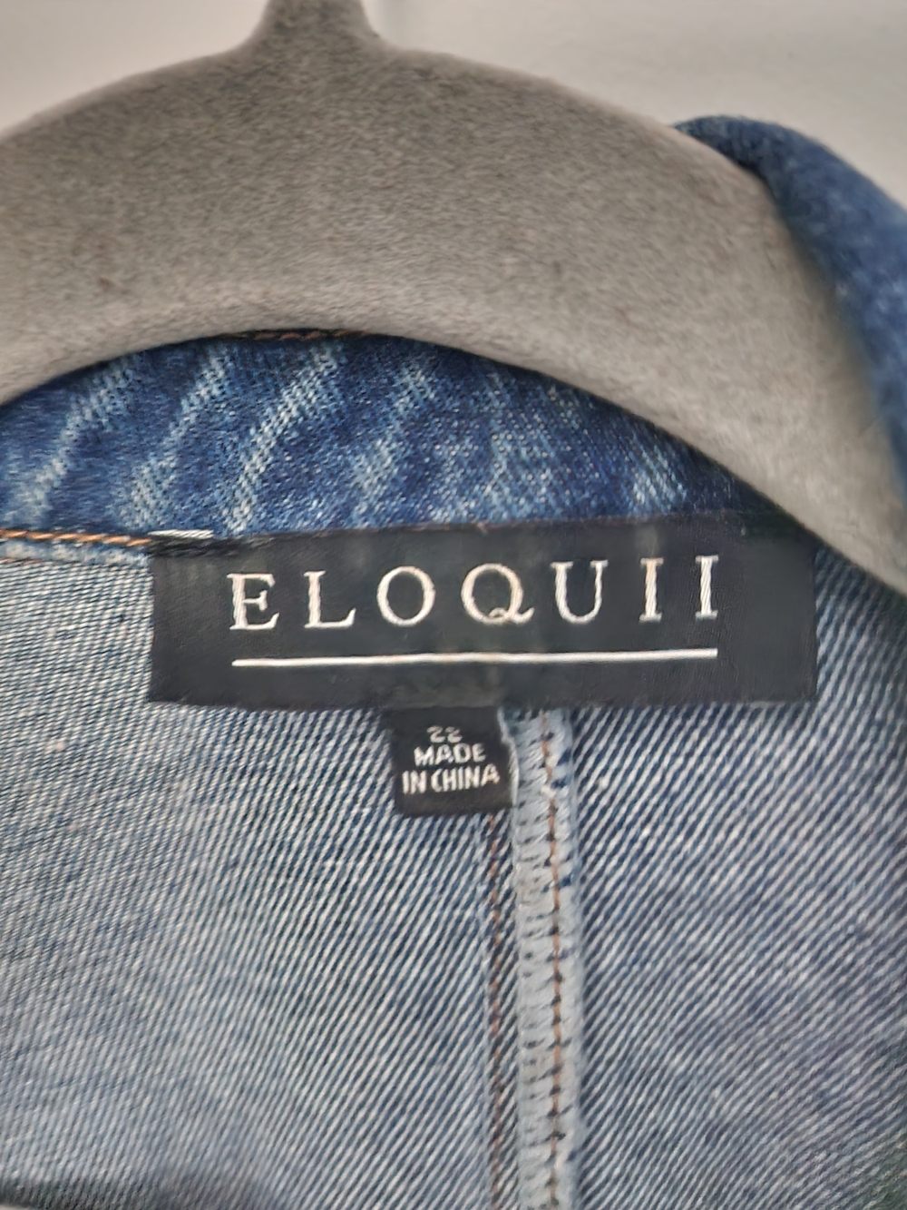 Eloquii Blue Long Denim Jacket with Front Pockets- Shacket - Picture 4 of 6